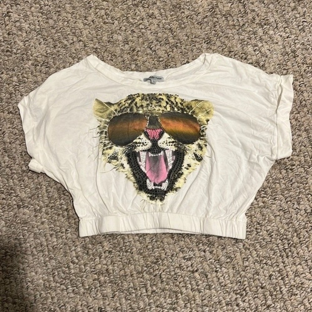 Tiger crop top, elastic bottom